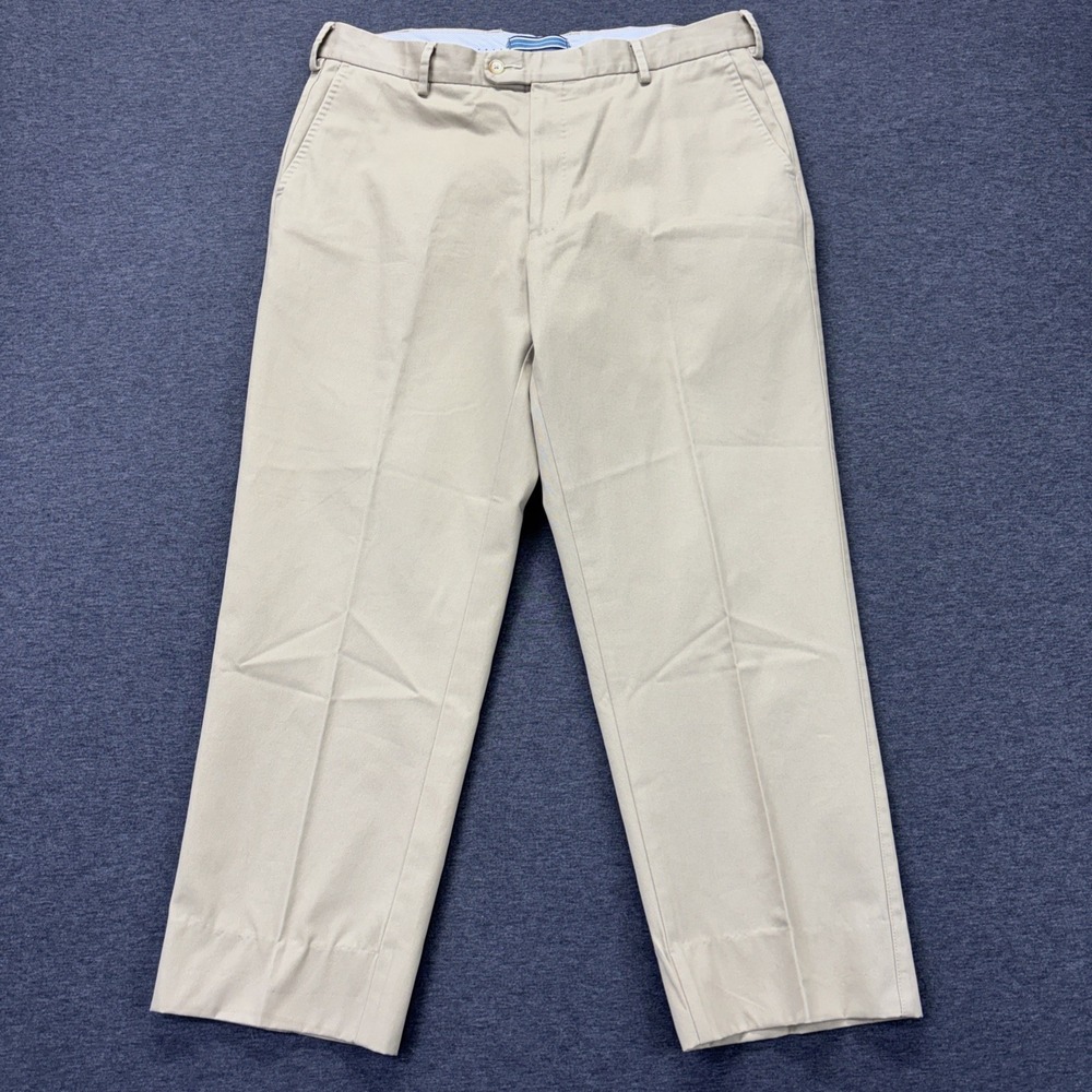 Peter Millar‎ Raleigh Washed Twill Flat Front Pants Men 36x26 Beige MC0B84
